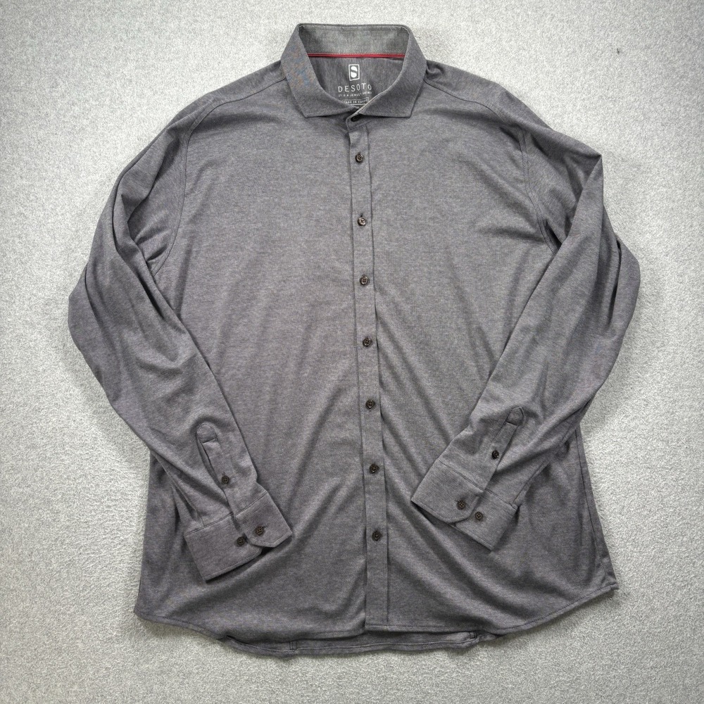 DeSoto Kent Jersey Button Up Shirt Stretch Performance‎ Cotton Long Sleeve XL